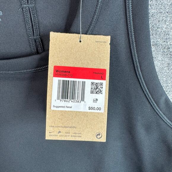 Nike Womens One Classic Dri-Fit Cropped Tank Top Black Size L HM6398-010 - Picture 6 of 9